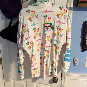 Disney White Long Sleeve Shirt with Colorful Balloon Design